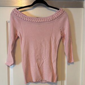 White House Black Market Off-the-Shoulder Pink Sweater